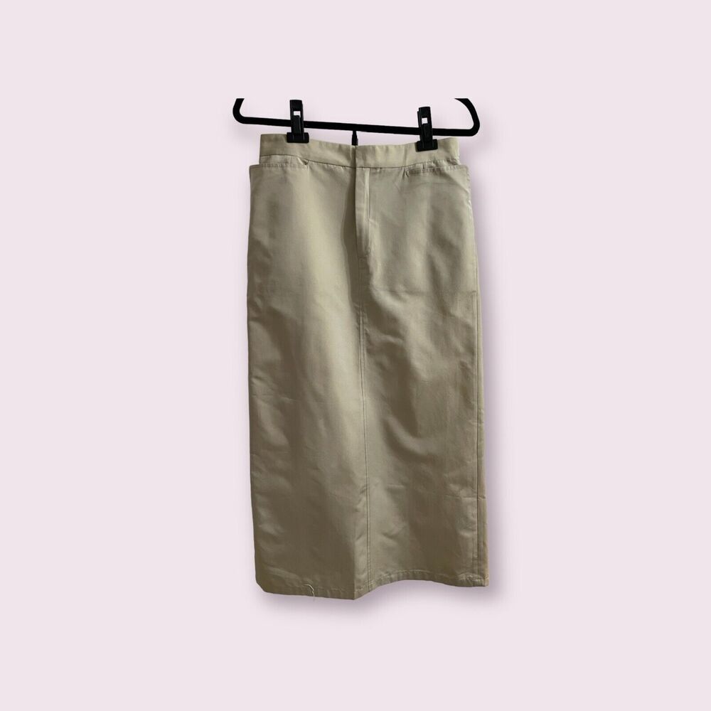 Byblos Tan Silk Long Skirt Patch Pocket - Size 42